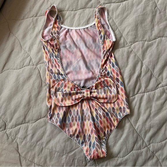 Anthropologie Madame Shoushou Scoop Ikat One-Piece Swimsuit with Bow Back - Picture 3 of 4